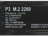 Накопитель SSD Crucial P3, 1Tb, M.2 2280, PCIe 3.0 x4, NVMe, R/W 3500/3000 2