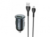 Зарядное устройство от прикуривателя 12-24в Hoco Z43 1USB серый 0