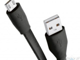 Кабель OLMIO 038658 USB 2.0 - microUSB, 1м, 2.1A, плоский Чёрный 0