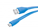 Кабель OLMIO 038700 USB 2.0 - microUSB, 1м, 2.1A, плоский Голубой 0