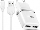 Зарядное устройство от прикуривателя 12-24в hoco 2USB C12 Белый 0