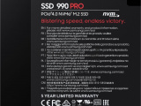 Накопитель SSD Samsung 990 PRO, 1000GB, PCIe 4.0 x4, M.2 2280, NVMe, R/W 7450/6900 6