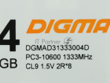Оперативная память Digma, DDR3, 4GB (1x4 GB), 1333 MHz, CL9, DIMM 4