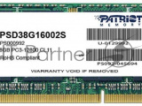 Оперативная память Patriot, DDR3, 8GB (1x8 GB), 1600 MHz, CL11, SO-DIMM 3