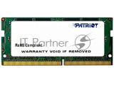 Оперативная память Patriot Signature, DDR4, 4GB (1x4 GB), 2400 MHz, CL17, SO-DIMM 0