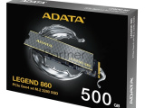 Накопитель SSD ADATA LEGEND 860, 500Gb, PCIe 4.0 x4, M.2 2280, NVMe, R/W 5000/3000, с радиатором 0