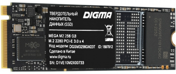 Накопитель SSD Digma Mega M2 DGSM3256GM23T, 256Gb, PCIe 3.0 x4, M.2 2280, NVMe, R/W 3300/1300