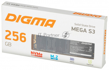 Накопитель SSD Digma Mega S3 DGSM3256GS33T, 256Gb, PCIe 3.0 x4, M.2 2280, NVMe, R/W 2040/1270