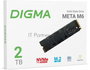 Накопитель SSD Digma PCI-E 4.0 x4 2Tb DGSM4002TM63T Meta M6 M.2 2280