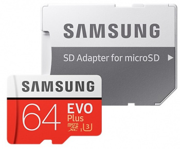 Карта памяти Samsung micro SDXC 64 Gb+адаптер Class 10 EVO PLUS 100MB/s