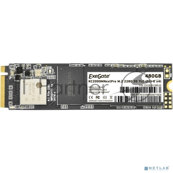 Накопитель SSD ExeGate NextPro KC2000TP480, 480Gb, M.2 2280, PCIe 3.0 x4, NVMe, R/W 1600/1200