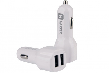 Зарядное устройство от прикуривателя 12-24в Harper HARPER CCH-6220 АЗУ 2.1A USBx2 белый