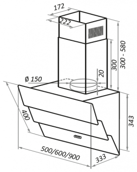 Вытяжка Maunfeld CASCADA PUSH 50 Glass Black