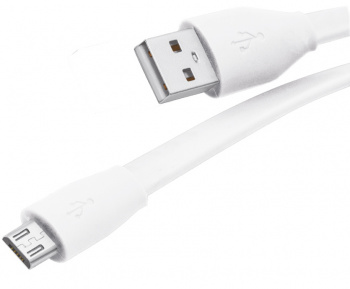 Кабель Partner 032980 USB 2.0 - microUSB, 1м, 2.1A, плоский Белый