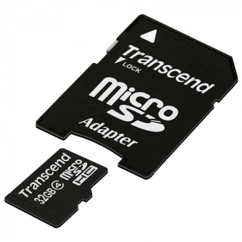 Карта памяти Transcend micro SDHC 32Gb+ адаптер Class 4