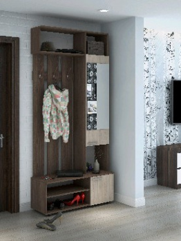 Прихожая МЕБЕЛЬ-КОМПЛЕКС Шкаф МЦН Милан исп.5 Шимо Ясень Темный/Шимо Ясень Светлый (3 пак)