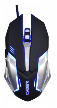 Мышь проводная  Oklick 855G CYBER черный/серебристый