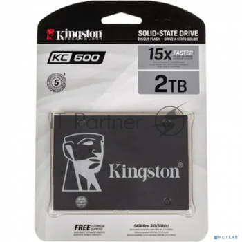 Накопитель SSD Kingston KC600, 2Tb, SATA III, 2.5", R/W 550/520