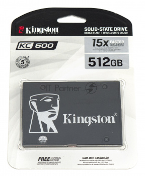 Накопитель SSD Kingston KC600, 512GB, 2.5", SATA III, R/W 550/520