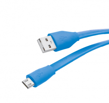 Кабель OLMIO 038700 USB 2.0 - microUSB, 1м, 2.1A, плоский Голубой