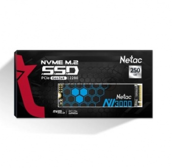 Накопитель SSD Netac NV3000, 250GB, PCIe 3.0 x4, M.2 2280, NVMe, R/W 3000/1400