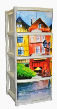 Акс.пласт.мебель BRANQ Комод универсальный Hold 4-секционный Город BQ3775ГР