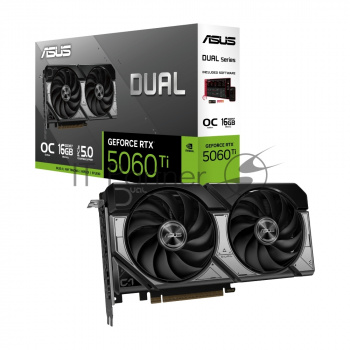 Видеокарта ASUS RTX5060Ti DUAL OC 16GB GDDR7 128bit 3xDP HDMI 2FAN RTL [DUAL-RTX5060TI-O16G]