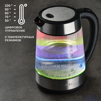 Чайник электрический Scarlett SC-EK27G41 черный/серебристый