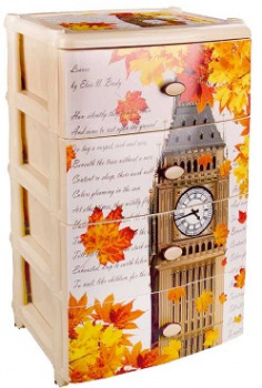 Акс.пласт.мебель АЛЬТЕРНАТИВА М2637 Комод "Листопад в Лондоне" 4-х секцион. широкий