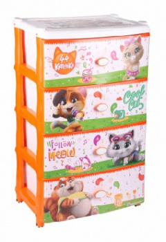 Акс.пласт.мебель АЛЬТЕРНАТИВА М7645 Комод "44 котёнка" 4-х секцион. широкий (уп.1)