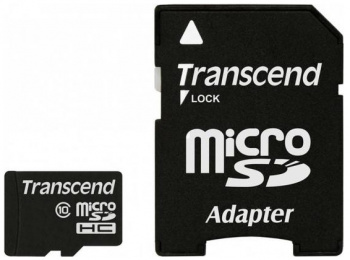 Карта памяти Transcend micro SDHC 8 Gb+адаптер Class 10
