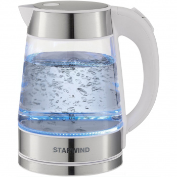 Чайник электрический Starwind SKG2011 белый/серебристый