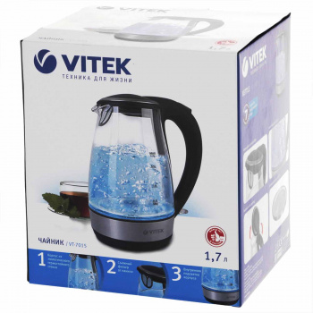 Чайник электрический Vitek VT-7015 (TR) черный/стекло