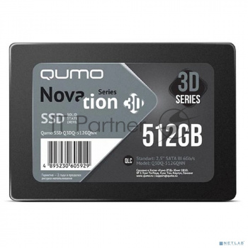 Накопитель SSD QUMO Novation 3D, 512GB, SATA III, 2.5", R/W 530/500