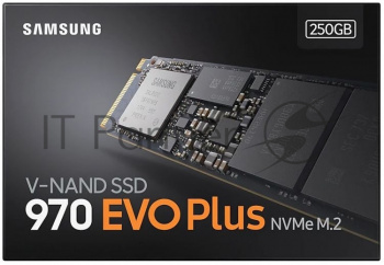 Накопитель SSD Samsung 970 EVO Plus MZ-V7S250BW, 250Gb, PCIe 3.0 x4, M.2 2280, NVMe, R/W 3500/2300