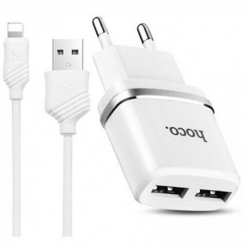 Зарядное устройство от прикуривателя 12-24в hoco 2USB C12 Белый