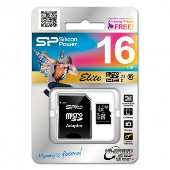 Карта памяти Silicon power micro SDHC 16 Gb UHS-1 + адаптер Class 10