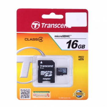 Карта памяти Transcend micro SDHC16Gb + адаптер Class 4