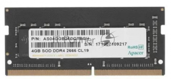 Оперативная память Apacer, DDR4, 4GB (1x4GB), 2666MHz, CL19, SO-DIMM