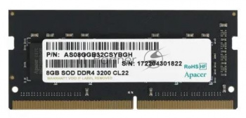 Оперативная память Apacer, DDR4, 8GB (1x8GB), 3200MHz, CL22, SO-DIMM