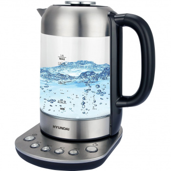 Чайник электрический Hyundai HYK-G8407 черный и прозрачный