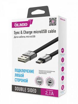 Кабель OLMIO 038703 microUSB,1м,2.1А Rev.