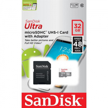 Карта памяти Sandisk micro SDHC 32 Gb + адаптер Class 10 Ultra 48MB/s