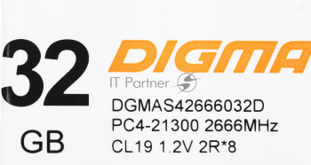 Оперативная память Digma, DDR4, 32GB (1x32GB), 2666MHz, CL19, SO-DIMM