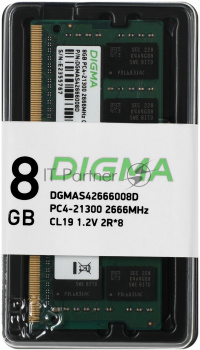 Оперативная память Digma, DDR4, 8GB (1x8 GB), 2666 MHz, CL19, SO-DIMM