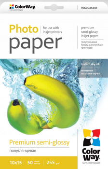 Фотобумага ColorWay глянцевая 255г/м², 10x15, 50л (PNG2550504R)