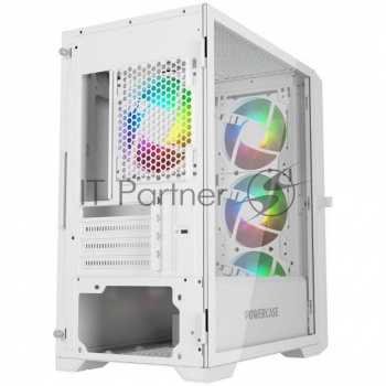 Корпус Powercase Mistral Micro X4W, Tempered Glass, 4х 120mm 5-color fan, белый, mATX  (CMMXW-L4)
