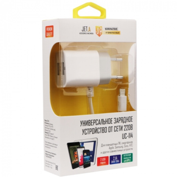 Зарядное устройство от сети 220в Jet.A UC-I14 для iPhone 5/6 Белый