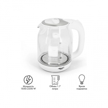 Чайник электрический ATLANTA ATH-2469 стекло белый