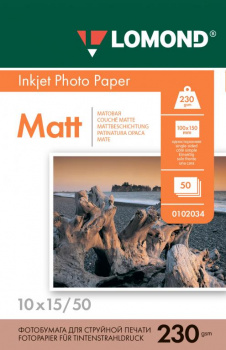 Фотобумага Lomond матовая 230г/м², 10х15, 50л (0102034)
